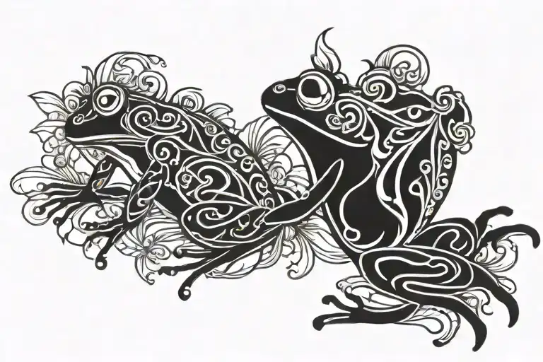 Frog Flowers Intertwined Forest