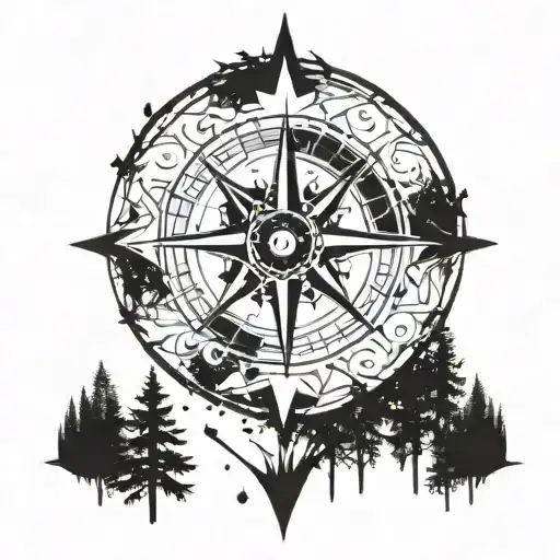 Compass Time Forest In Space