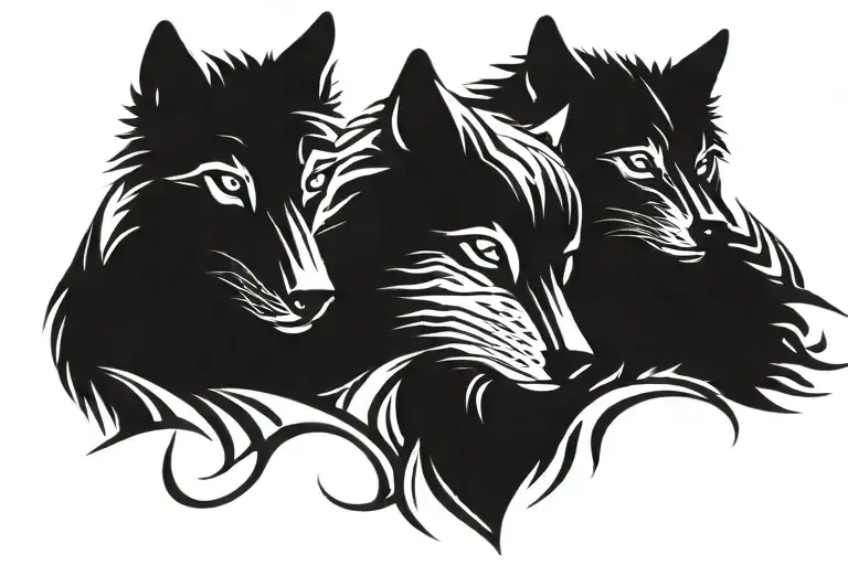 Wolf Protecting Its Cubs