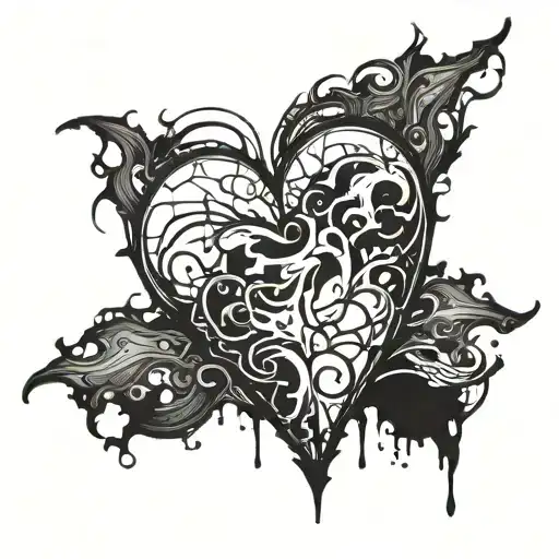 Corrupted And Decaying Black Heart With Black Veins Leading To It