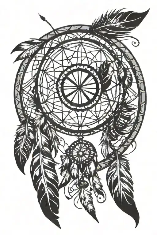 Dream Catcher Medicine Wheel With Native American Feathers