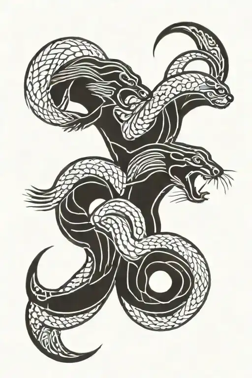 Mongoose Fighting Snake Tattoo