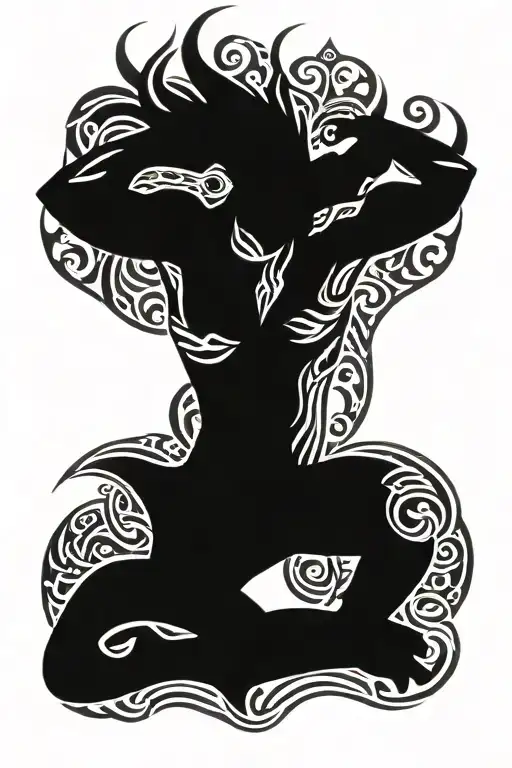 Polynesian Tiki Warrior Meditating