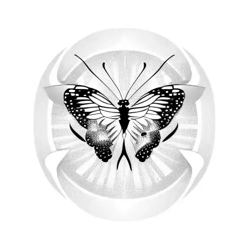Butterfly And Moon Symbol