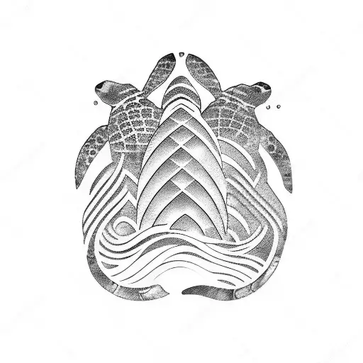 Ocean Wave Band With A Turtle