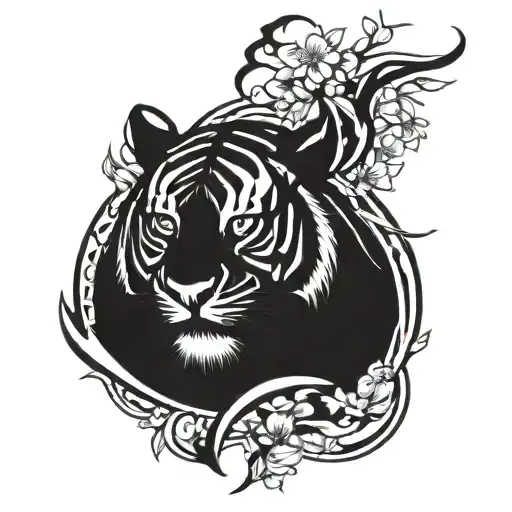 Sun And Moon Cherry Blossom Tiger