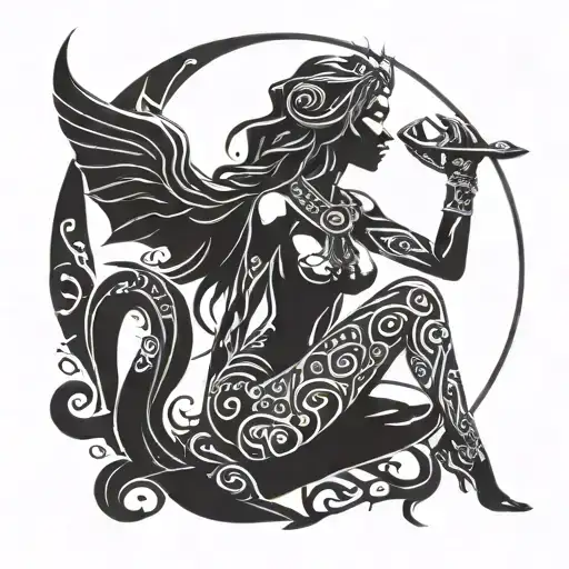Silhouette Of Lilith Under The Moon Holding It