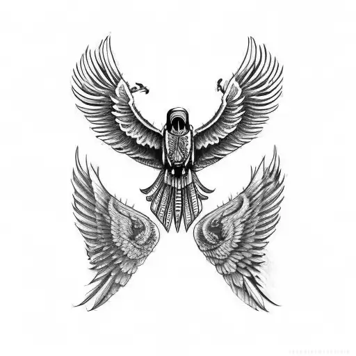 Flying Hawk With Blade Wings From Above