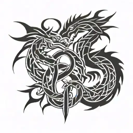 Dara Knot And Dragon Intertwined