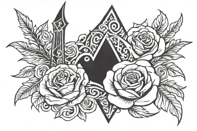 Roses Wrapped Around Dagger Piercing