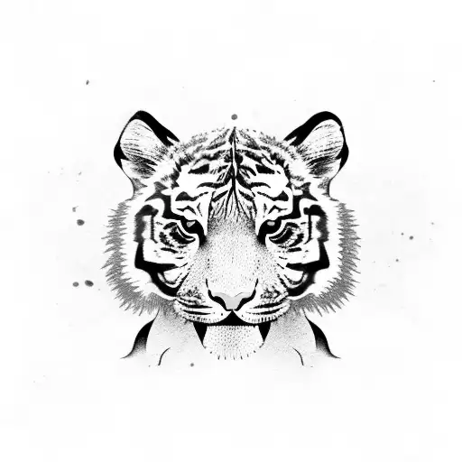 An Alert Baby Tiger Cub With Fiery Eyes And Cute Face