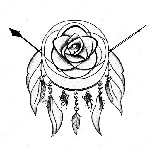 Taurus Dream Catcher With Arrow And Roses