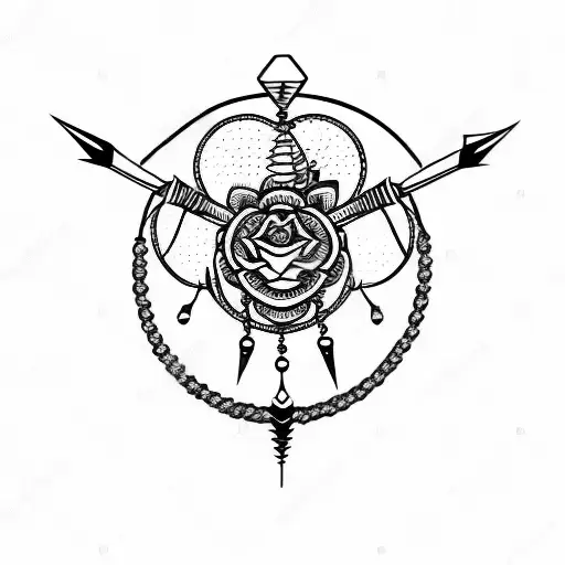 Taurus Dream Catcher With Arrow And Roses Tattoo