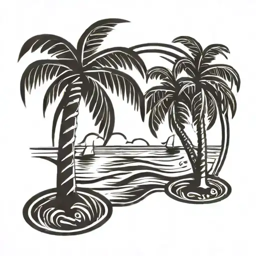 Two Palm Trees And Beach