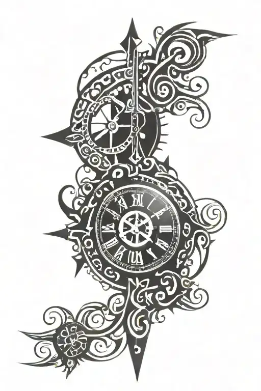 Clock And Cross Surrounded