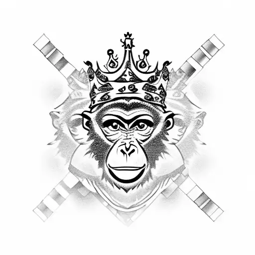 Monkey Queen With Roses And Crown