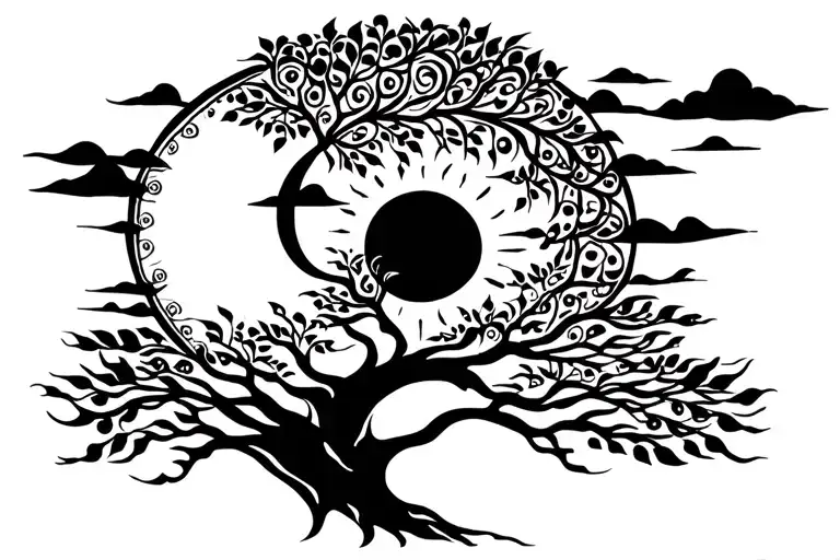 Tree Of Life With Sun Moon
