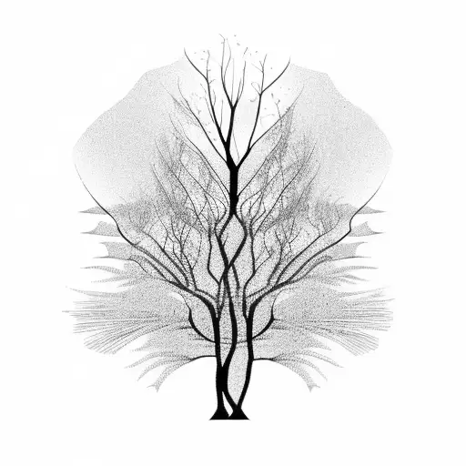 Tree With Refletion In Pond