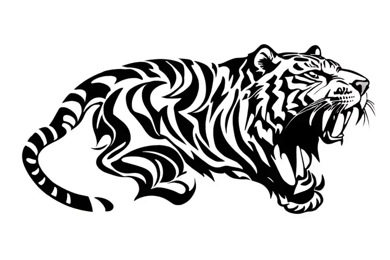 Tiger With Teeth Emerging