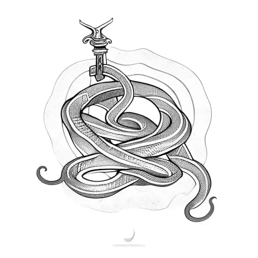 Sword Snake Coiled Around