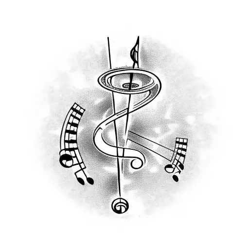 Kokopelli In Center With Music Notes A