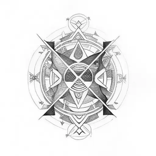 A Celestial-themed Tattoo Combining The Symbols Of Gemini And Sagittarius In A Unique Design