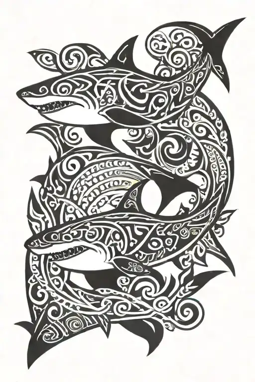 Shark And Otter Swimming