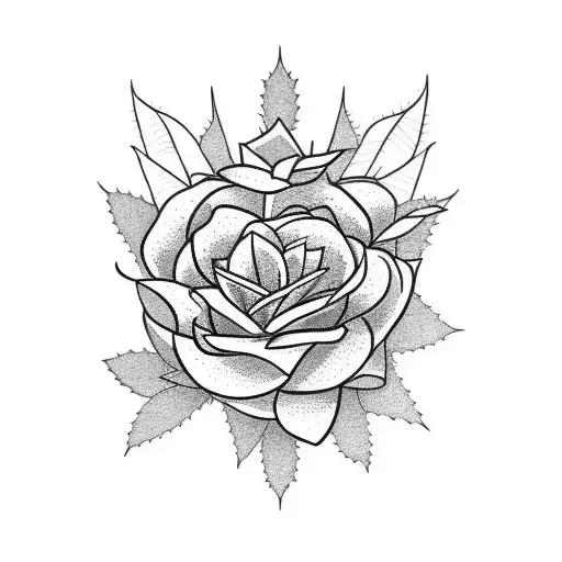 A Minimalist Blackwork Tattoo Of A Rosemary Sprig With Subtle References To Rock Music And Anime