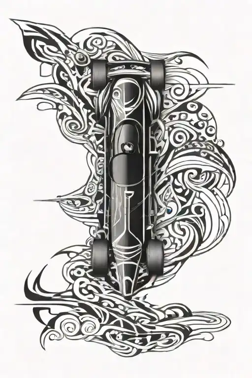 F1 Car Top Down View With Smoke On Top