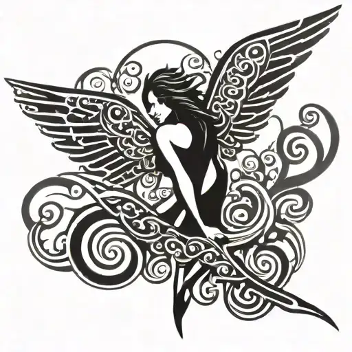 Tribal Angel With Hidden Name Angela Incorporated Within