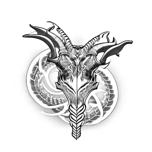Tribal Cobra And Goat Skull