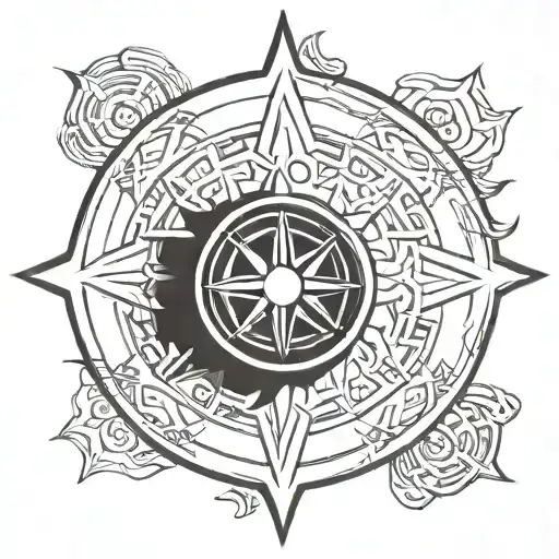 Wind Rosette With Light Line Navigation Compass