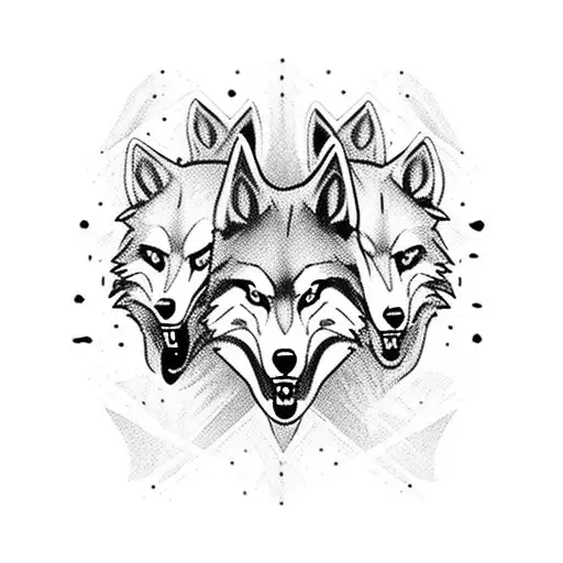 Wolfpack Family With Father Protecting His Pack For A Shoulder And Chest Of A Man