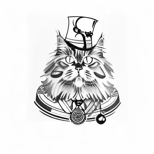 Mainecoon Cat With Top Hat And Monocle