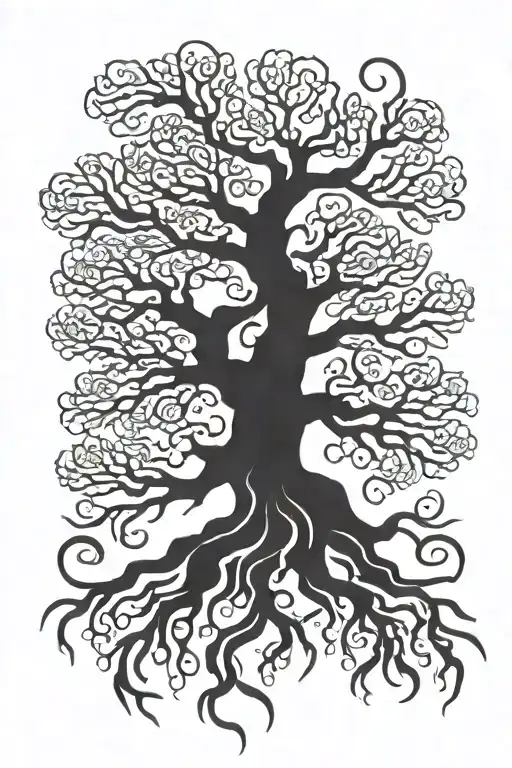 Draw A Symbol Of An Old Large Oak Tree Growing