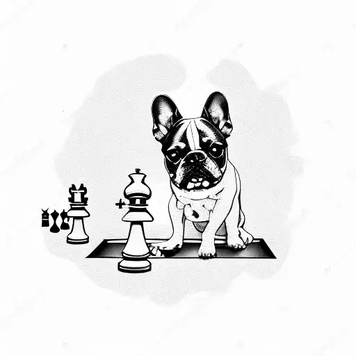 Black French Bulldog Playing Chess