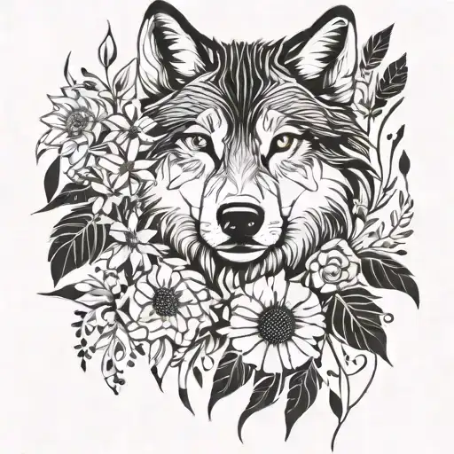 Wildflowers And A Wolf