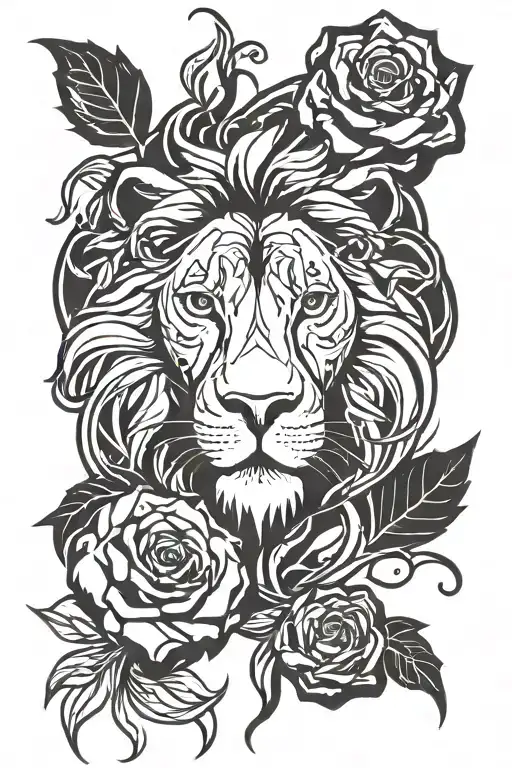 Lion And Roses Growing