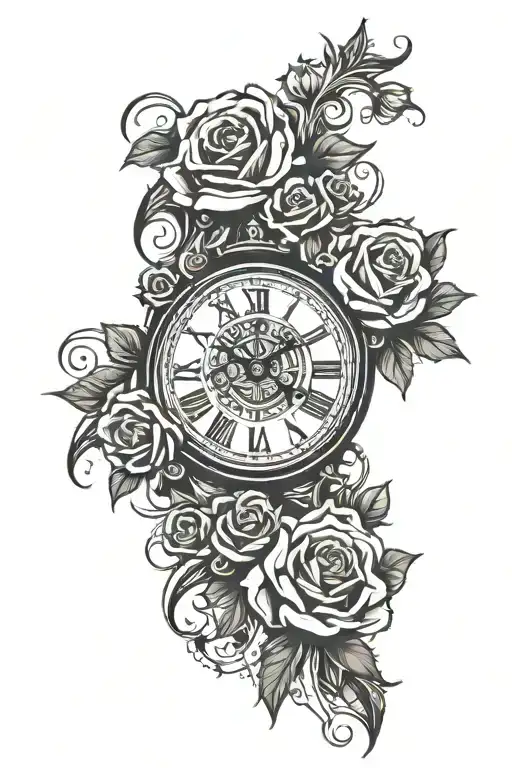Clock And Roses