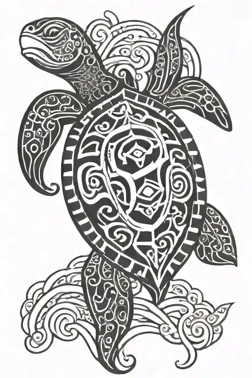 Turtle In Waves