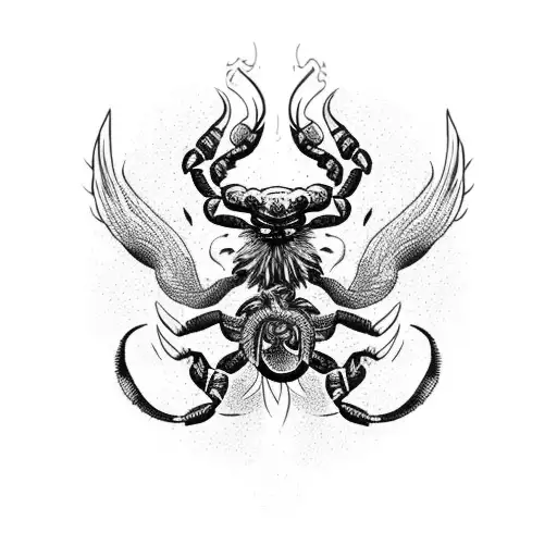 Scorpion With Phoenix On Fire