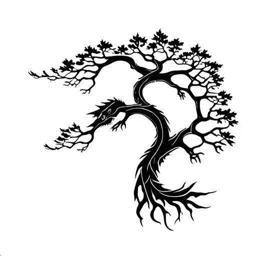 Yggdrasil Tree With Nordic Dragon