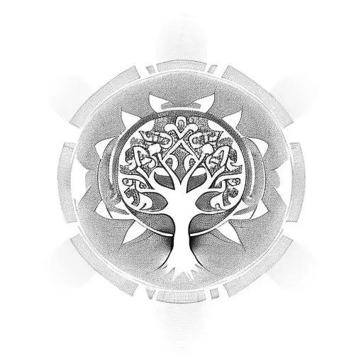 Tree Of Life With The Roots As Gears