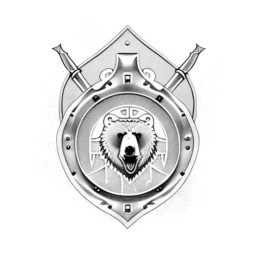 Viking Shield Bear Crest With Axe