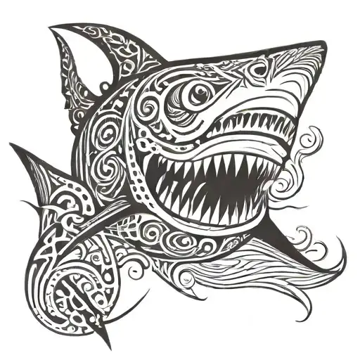 Shark Biting A Surfboard