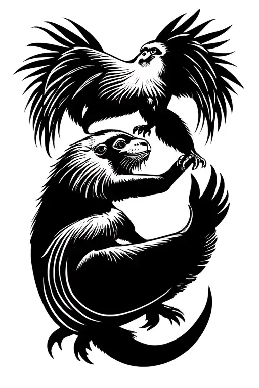 Sea Lion Eagel And Monkey Playing