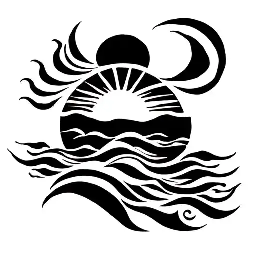 Mahori Tattoo Sea With A Sunset