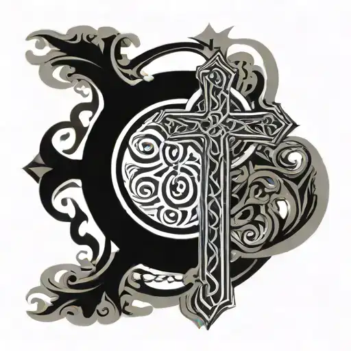 An Underwater Scene With A Celtic Cross As The Focal Point As An Arm Sleeve