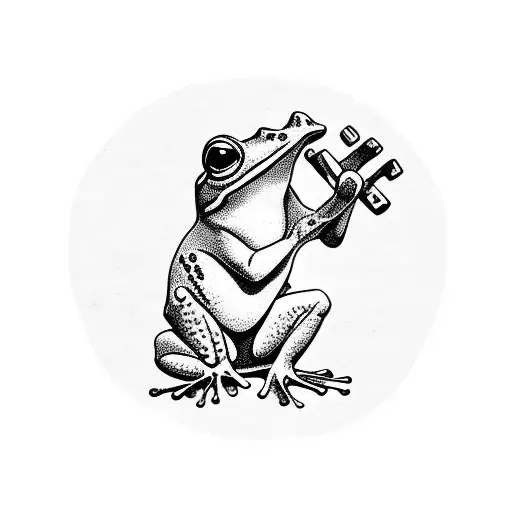 Small Frog Stretching Its Left Hand Upwards To Lift A Dumbbell