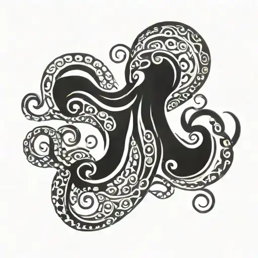 Water Current Heart With An Octopus